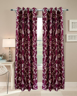 61% OFF on Homefab India Polyester Maroon Solid Eyelet Curtain