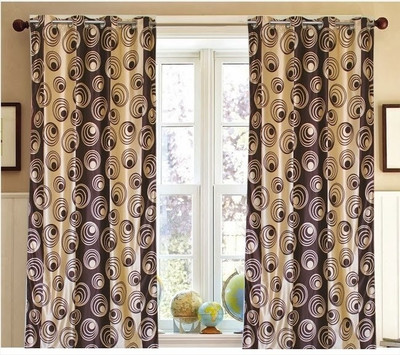 46% OFF on Dekor World Polyester Brown, Beige Floral Eyelet Curtain