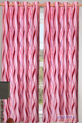 46% OFF on Vrinda Polycotton Multicolor Floral Ring Rod Curtain