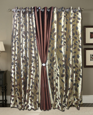 28% OFF on Zigma Collections Polyester Brown Printed Eyelet Curtain