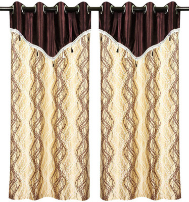 65% OFF on Zikrak Exim Polyester Brown Chevron Eyelet Curtain