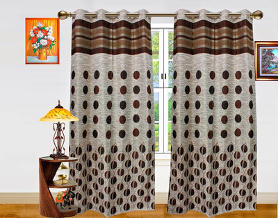 31% OFF on Dekor World Brown Geometric Eyelet Curtain