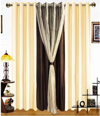 61% OFF on Shopgrab Polyester Beige, Brown Solid Eyelet Curtain