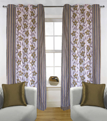 60% OFF on Kings Polycotton Brown Floral Tab Top Curtain