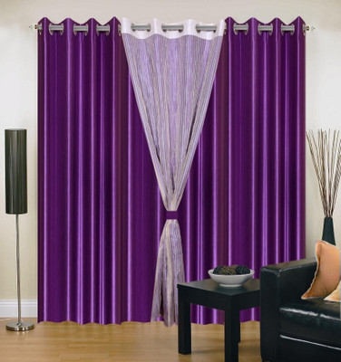 51% OFF on IWS Polyester Purple Solid Eyelet Curtain