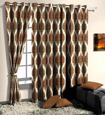 54% OFF on Curtainman Polyester Brown Damask Eyelet Curtain
