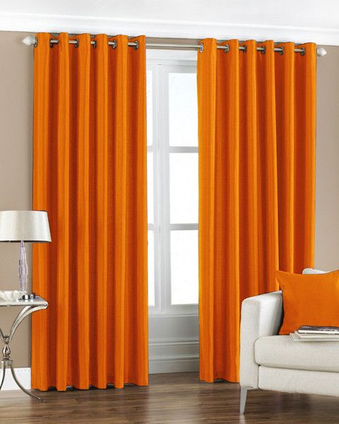 33% OFF on Pindia Polyester Orange Solid Eyelet Curtain