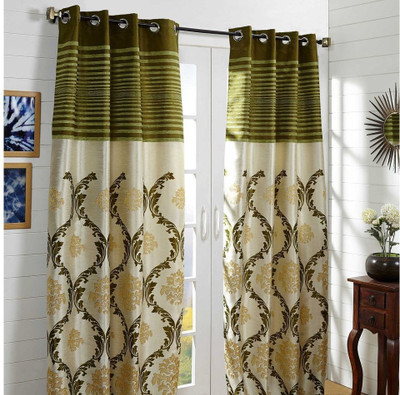 26% OFF on At Home Polycotton Multicolor Abstract Eyelet Curtain