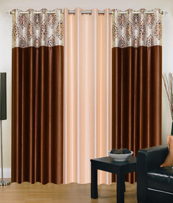 61% OFF on Shopgrab Polyester Brown Printed Eyelet Curtain