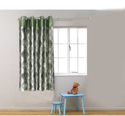 62% OFF on Homefab India Polyester Green Striped Eyelet Curtain