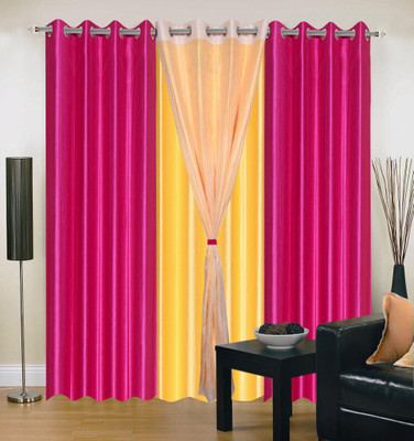 54% OFF on Hargunz Pink, Yellow Floral Eyelet Curtain 54% OFF on Hargunz Pink, Yellow Floral Eyelet Curtain