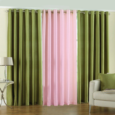 33% OFF on Pindia Polyester Multicolor Damask Eyelet Curtain