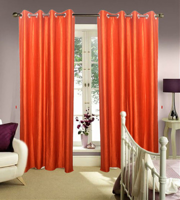 59% OFF on JBG Home Store Polyester Orange Solid Eyelet Curtain