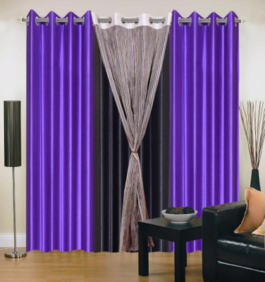 51% OFF on IWS Polyester Multicolor Floral Ring Rod Curtain