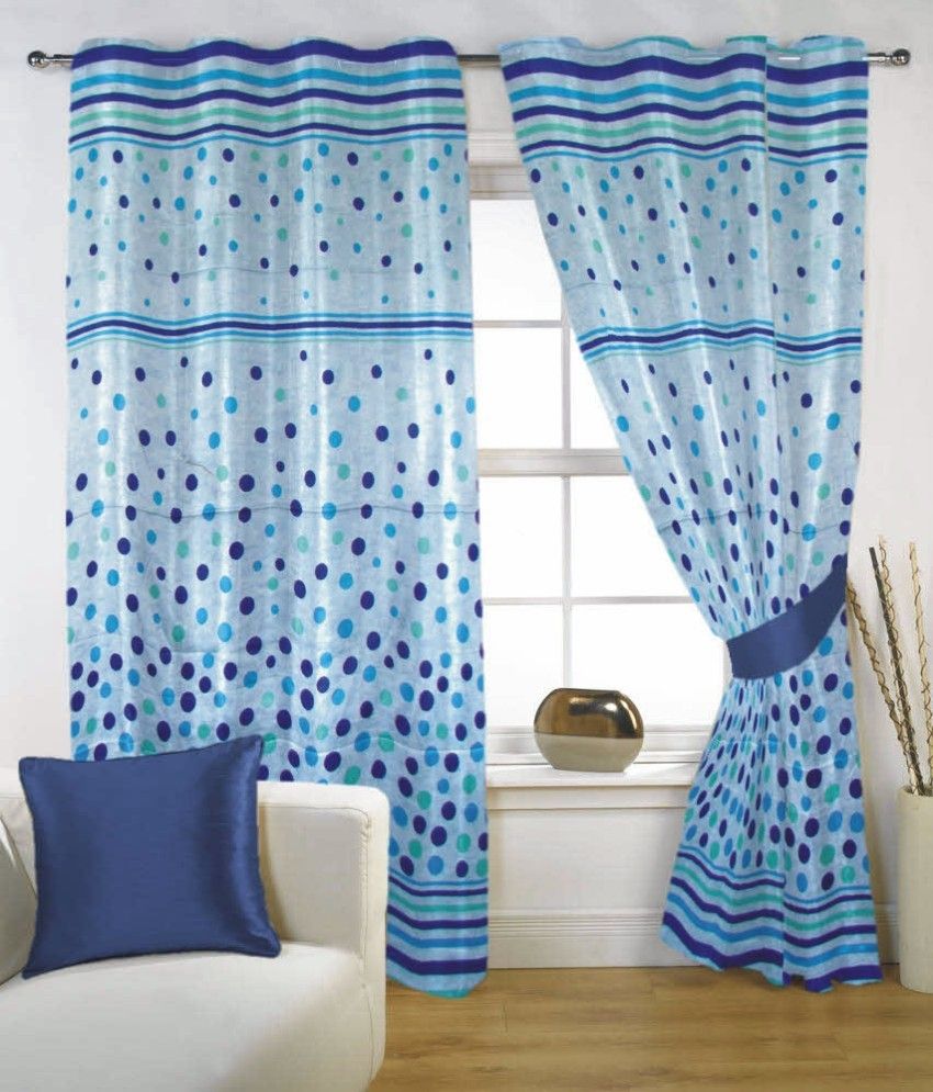 8% OFF on Fabutex Blends Blue Floral Eyelet Curtain