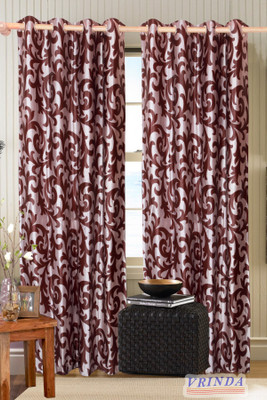 57% OFF on Vrinda Polyester Brown Trellis Eyelet Curtain