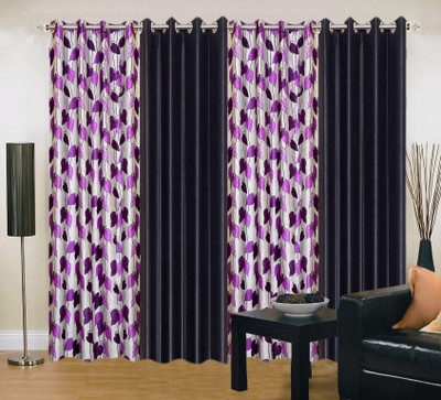 40% OFF on IWS Polyester Purple, Black Printed Eyelet Curtain