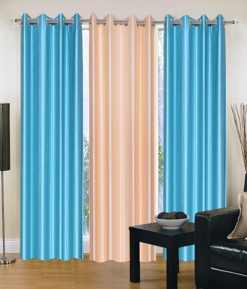 HomeZaara Polyester Multicolor Geometric Eyelet Curtain HomeZaara Polyester Multicolor Geometric Eyelet Curtain