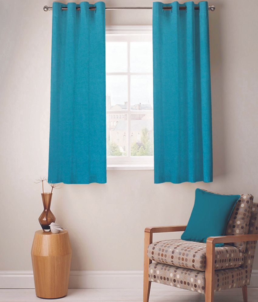 55% OFF on FABUTEX Polyester Blue Solid Eyelet Curtain 55% OFF on FABUTEX Polyester Blue Solid Eyelet Curtain
