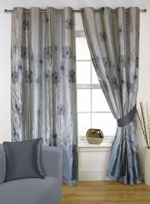 62% OFF on Handloom Factory Polycotton Multicolor Solid Eyelet Curtain