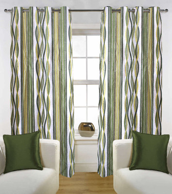 60% OFF on Kings Polycotton Green Solid Eyelet Curtain