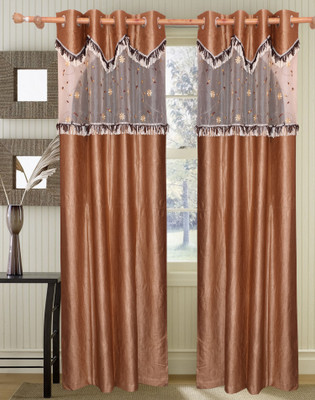 30% OFF on Vrinda Polyester Beige Printed Eyelet Curtain