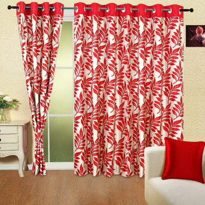 50% OFF on Cortina Polyester Red Floral Eyelet Curtain 50% OFF on Cortina Polyester Red Floral Eyelet Curtain