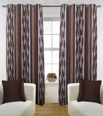 57% OFF on Kings Polycotton Brown Solid Tab Top Curtain
