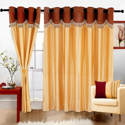 42% OFF on Cortina Polyester Gold Solid Eyelet Curtain