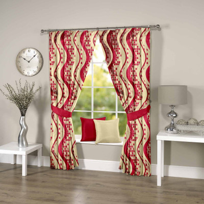 56% OFF on Threadmix Polyester Pink Abstract Eyelet Curtain