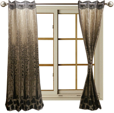 60% OFF on Furnishing Centre Polyester Black Abstract Eyelet Curtain