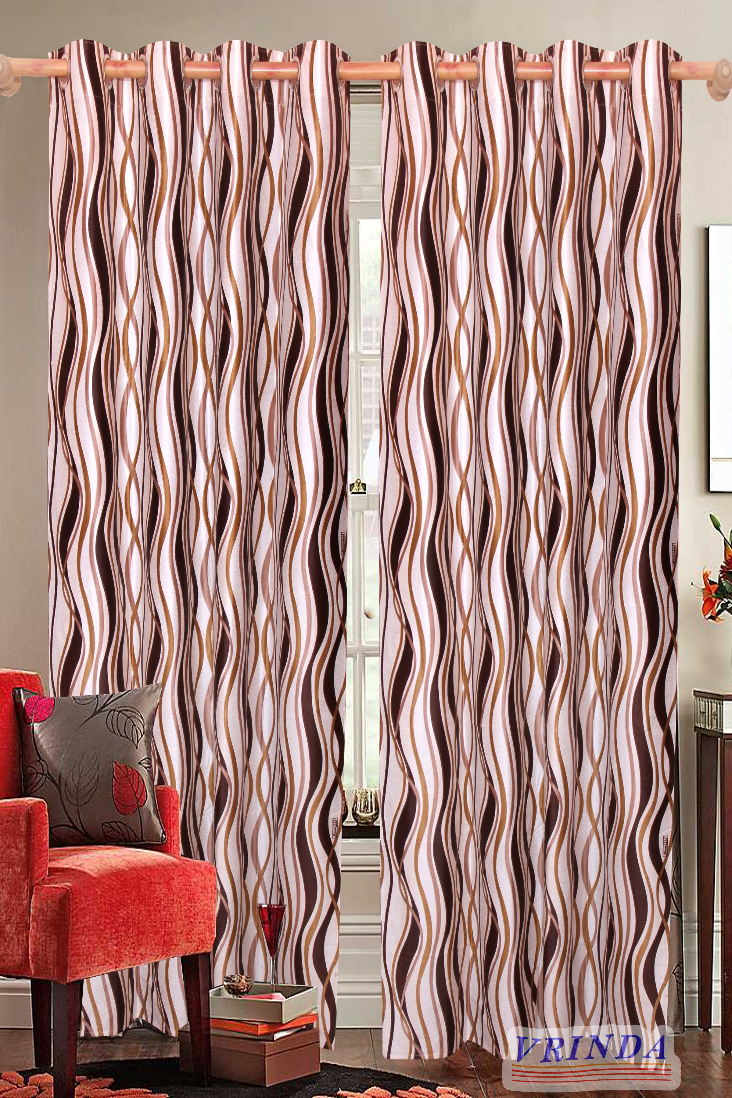 46% OFF on Vrinda Polycotton Multicolor Damask Eyelet Curtain