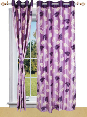 50% OFF on Shandar Polyester Purple Solid Eyelet Curtain
