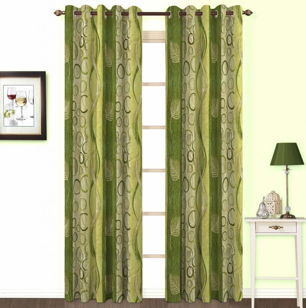 Skipper Polyester, Viscose Green Striped Eyelet Curtain