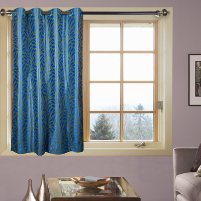 67% OFF on Kings Polycotton Blue Floral Tab Top Curtain