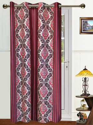 64% OFF on Dekor World Polyester Maroon Damask Eyelet Curtain