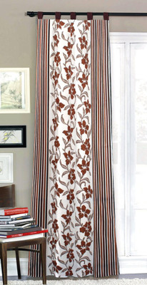 35% OFF on Fabutex Polyester Brown Floral Eyelet Curtain