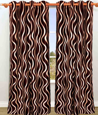 63% OFF on Hargunz Polyester Brown Abstract Eyelet Curtain