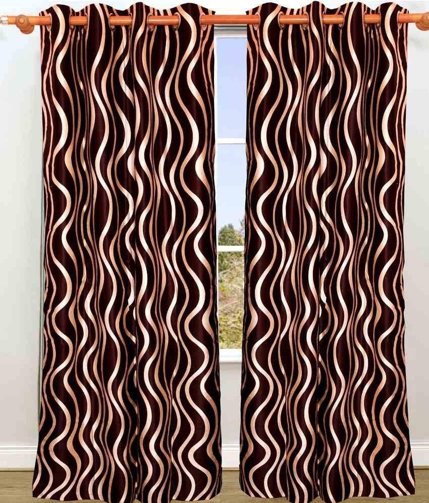 43% OFF on Hargunz Polyester Brown Floral Eyelet Curtain