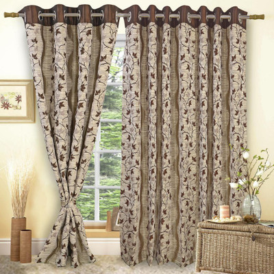 50% OFF on Vorhang Jacquard Coffee Floral Eyelet Curtain 50% OFF on Vorhang Jacquard Coffee Floral Eyelet Curtain