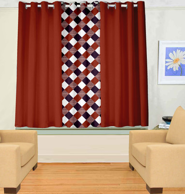 55% OFF on Trendy Home Polyester Maroon Floral Eyelet Curtain