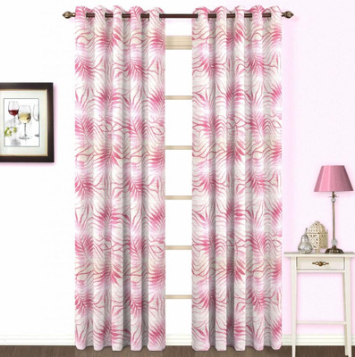 Skipper Polyester, Viscose Pink Striped Eyelet Curtain