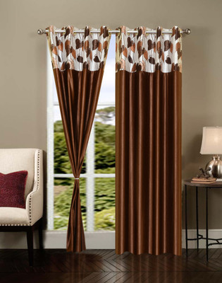 55% OFF on IWS Polyester Multicolor Self Design Ring Rod Curtain