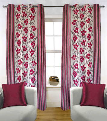 50% OFF on Kings Polycotton Pink Printed Eyelet Curtain