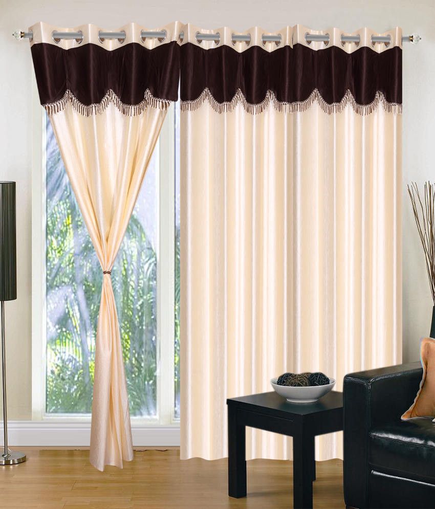 66% OFF on HomeZaara Polyester Multicolor Damask Tab Top Curtain