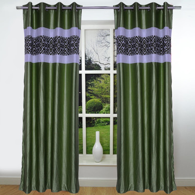 61% OFF on Fresh From Loom Polycotton Green Solid Eyelet Curtain
