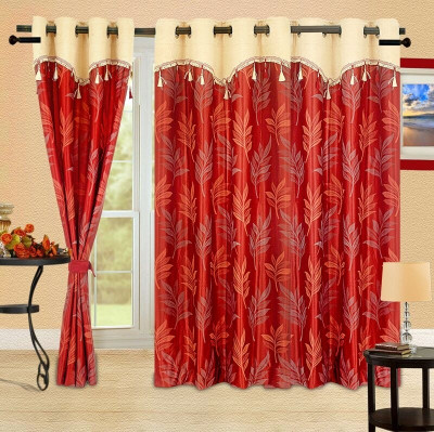 38% OFF on Cortina Polyester Maroon Abstract Eyelet Curtain