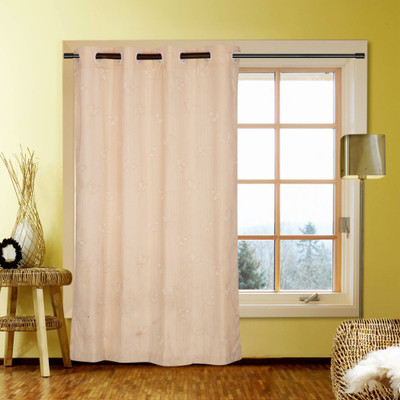 58% OFF on Kings Polycotton Beige Printed Eyelet Curtain