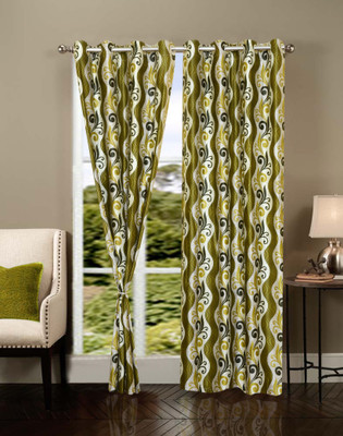 59% OFF on IWS Polyester Multicolor Geometric Ring Rod Curtain