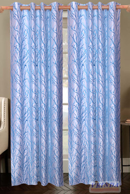 40% OFF on Vrinda Polycotton Light Blue Solid Eyelet Curtain